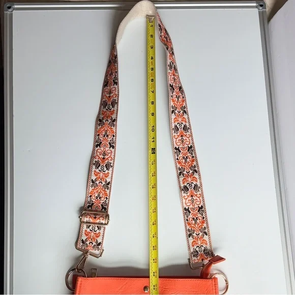 Ah • Adorned Orange Vegan Leather Shoulder Bag Boho Chic Crossbody Handbag - Picture 12 of 12